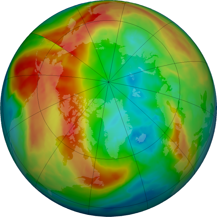 Arctic ozone map for 15 February 2016